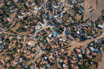 foundation village drone shot from above, enez, edirne, turkey