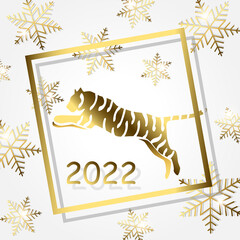 New year greeting card with 2022 year of the tiger