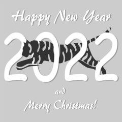 New year greeting card with 2022 year of the tiger