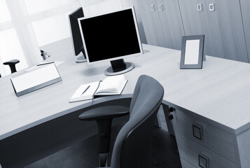 monitors on the desks