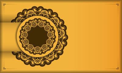 Yellow background with luxurious brown pattern and space for your logo