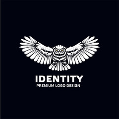 Flying Owl with Open Wings logo vector