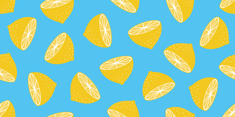 Lemon illustration background. Seamless pattern.Vector. レモンのパターン　背景素材