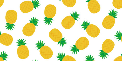 pineapple illustration background. Seamless pattern.Vector. パイナップルのパターン　背景素材
