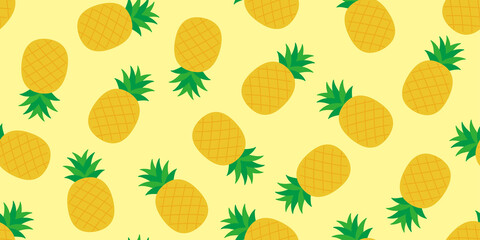 pineapple illustration background. Seamless pattern.Vector. パイナップルのパターン　背景素材