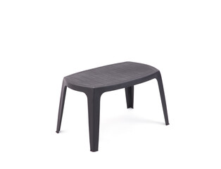 Gray Plastic Table Against White Background.