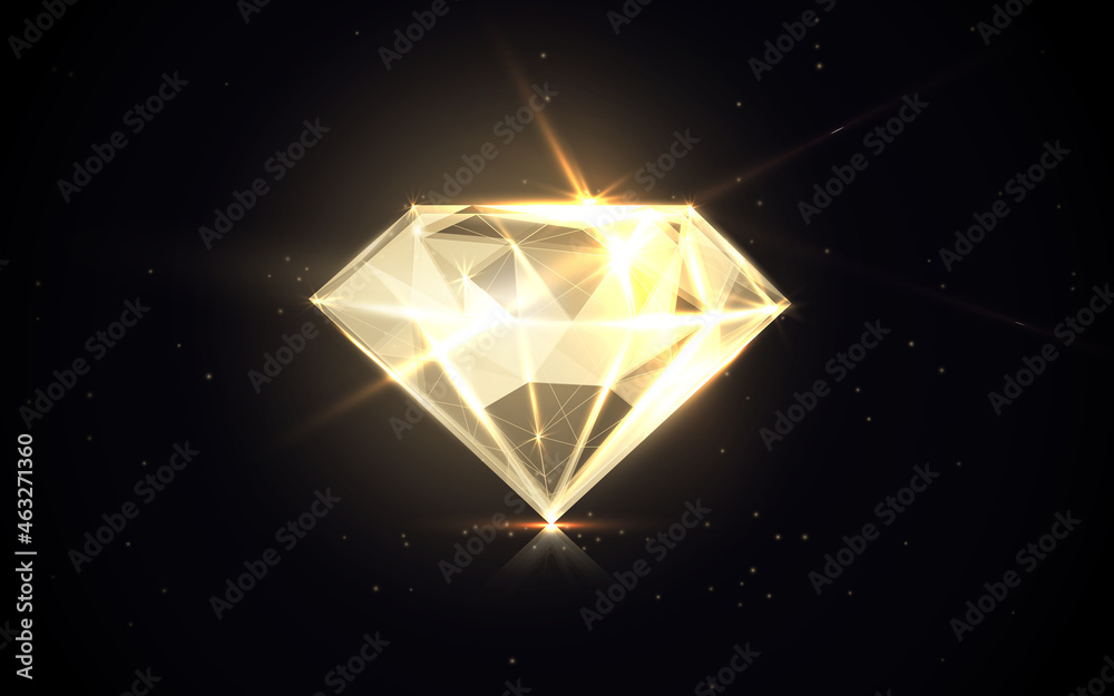 Aufkleber gold diamond. low polygon line, triangles, and particle style design. abstract geometric wireframe l