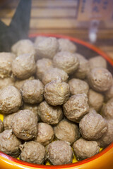 Closeup of Chaoshan hand-beaten beef balls for hot pot