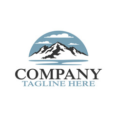 Modern badge nature and mountains logo. Vector illustration