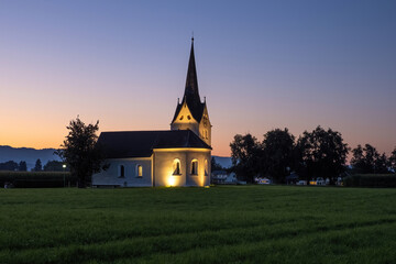 Fototapeta na wymiar Church of St. Anne (»Bresner Kirchle«), Brederis, Vorarlberg, Austria