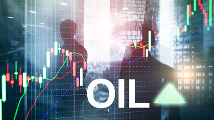 Oil trend up. Crude oil price stock exchange trading up. Price oil up. Arrow rises. Abstract business background