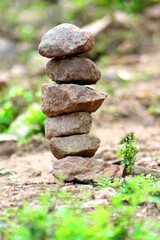 Fototapeta na wymiar A pile of stones in the garden.