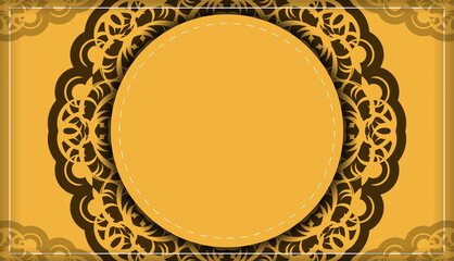 Template Postcard in yellow with greek brown ornaments prepared for typography.