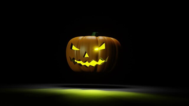 jack-o-lantern halloween pumpkin with a scary face animation, lantern  3d 4K