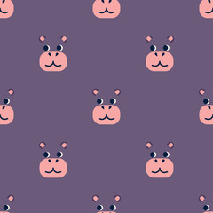 Seamless vector  pattern with cute animals character. Cute vector illustration for kids. Perfect print for fabric, textile, wallpaper, poster, postcard and gift wrapping. Pastel colors