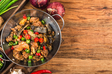 Delicious Chinese cuisine, soft shelled turtle stewed with chicken pot