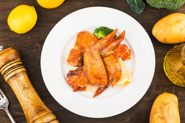 A plate of freshly baked chicken wings