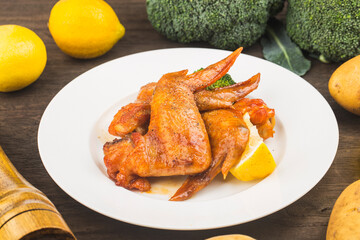 A plate of freshly baked chicken wings
