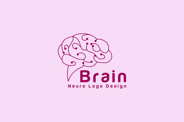 education logo design template, vector brain with dots for smart communication , education concept