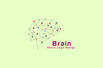 education logo design template, vector brain with dots for smart communication , education concept. artificial intelligent, technology logo design illustration