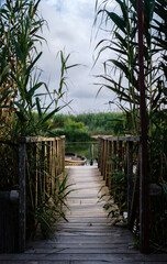 Catarroja Valencia Spain harbor. Albufera nature reserve, traditional wooden boats