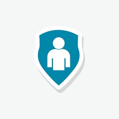 User protection sticker icon isolated on white background