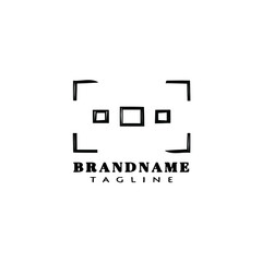 camera viewfinder logo cartoon design template icon black isolated vector