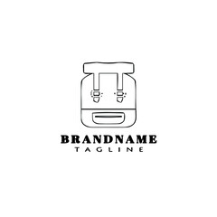 camping bag logo cartoon icon design template black isolated vector
