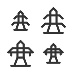 Pixel-perfect  linear  icons of power transmission pole  built on two base grids of 32 x 32 and 24 x 24 pixels. The initial base line weight is 2 pixels. In one-color versions. Editable strokes