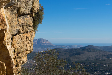 beautiful mediterranean mountain landscape limestone rocks and blue sky in Spain hike and relaxation in nature