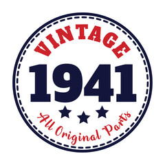 vintage 1941 All original parts, 1941 birthday typography design for T-shirt