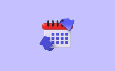 Calendar with arrow around on isolated background, Planning concept, 3D rendering.