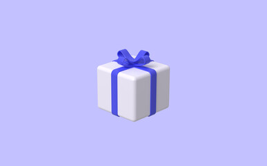 Minimal Gift Box on purple background, 3D rendering.