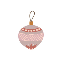 Simple decoration for a Christmas tree in doodle style. Simple decor for a festive Christmas and New Years. Vector illustration isolated on white background.