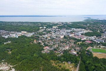 Baltiysk is a seaport town near baltic sea. Aerial view