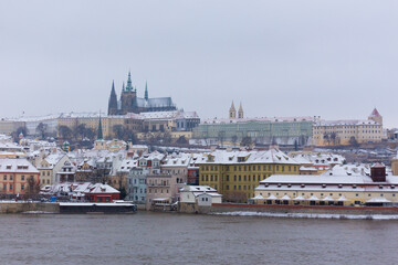 Christmas Snow Prague gothic Castle, Czech Republic