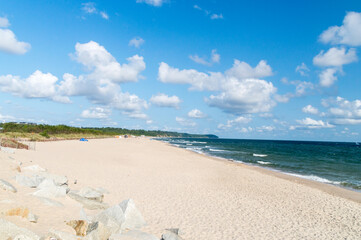 Public beach in Wladyslawowo on Baltic sea in Poland.