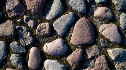 The structure of stone, brick and concrete as a background wallpaper or texture in photos taken in September 2021 in Masuria and Podlasie in Poland.
