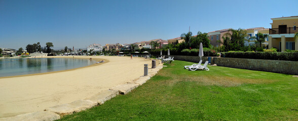 The beautiful Limassol Marina Beach or Golden Beach Limassol in Cyprus
