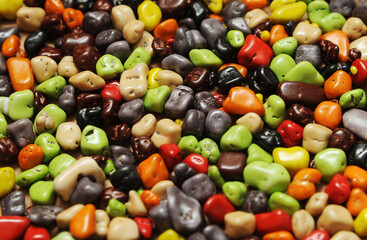 Colorful chocolate beans, colorful sweets	