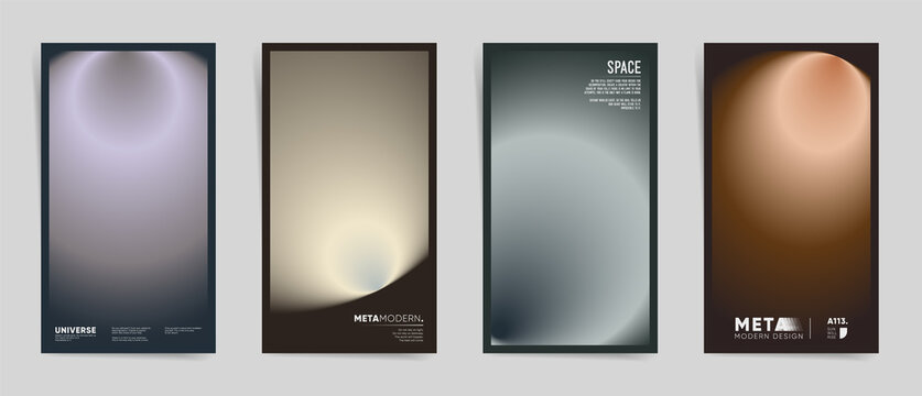 Blurry gradient story template for social media post. Gradient cover template design set for poster, social media post and stories banners. Circular futuristic gradient post frame. Vector story set.
