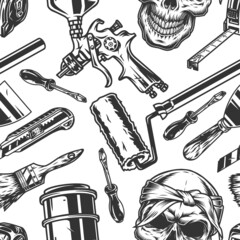 Painter work tools seamless pattern