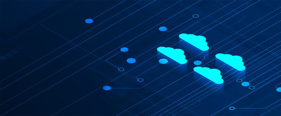 Cloud technology. Integrated digital web concept background