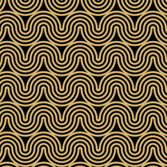 Fototapeta na wymiar Background pattern seamless colorful design of golden and black wavy line. Geometric abstract luxury color vector pattern. Luxury creative Christmas print.