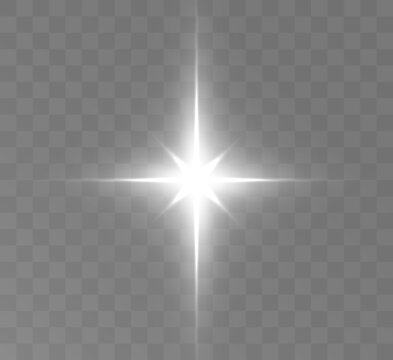 Christmas star, light effect for vector illustrations.