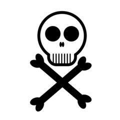 skull head crossed bones danger symbol vector design