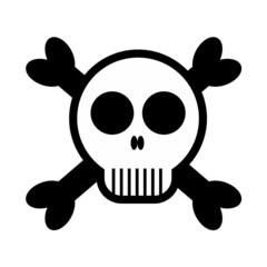 skull head crossed bones danger symbol vector design