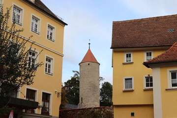 Architektur in Uffenheim in Mittelfranken. Stadtmauer.