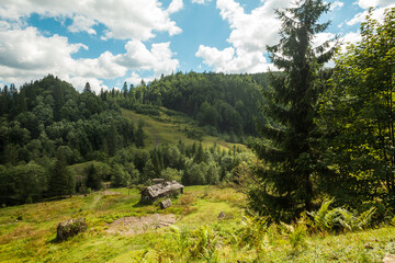 An abandoned house in the valley, Carpathian Mountains, Ukraine