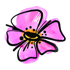 boho hand draw flower minimalist abstract art background. Modern Bohemian illustration